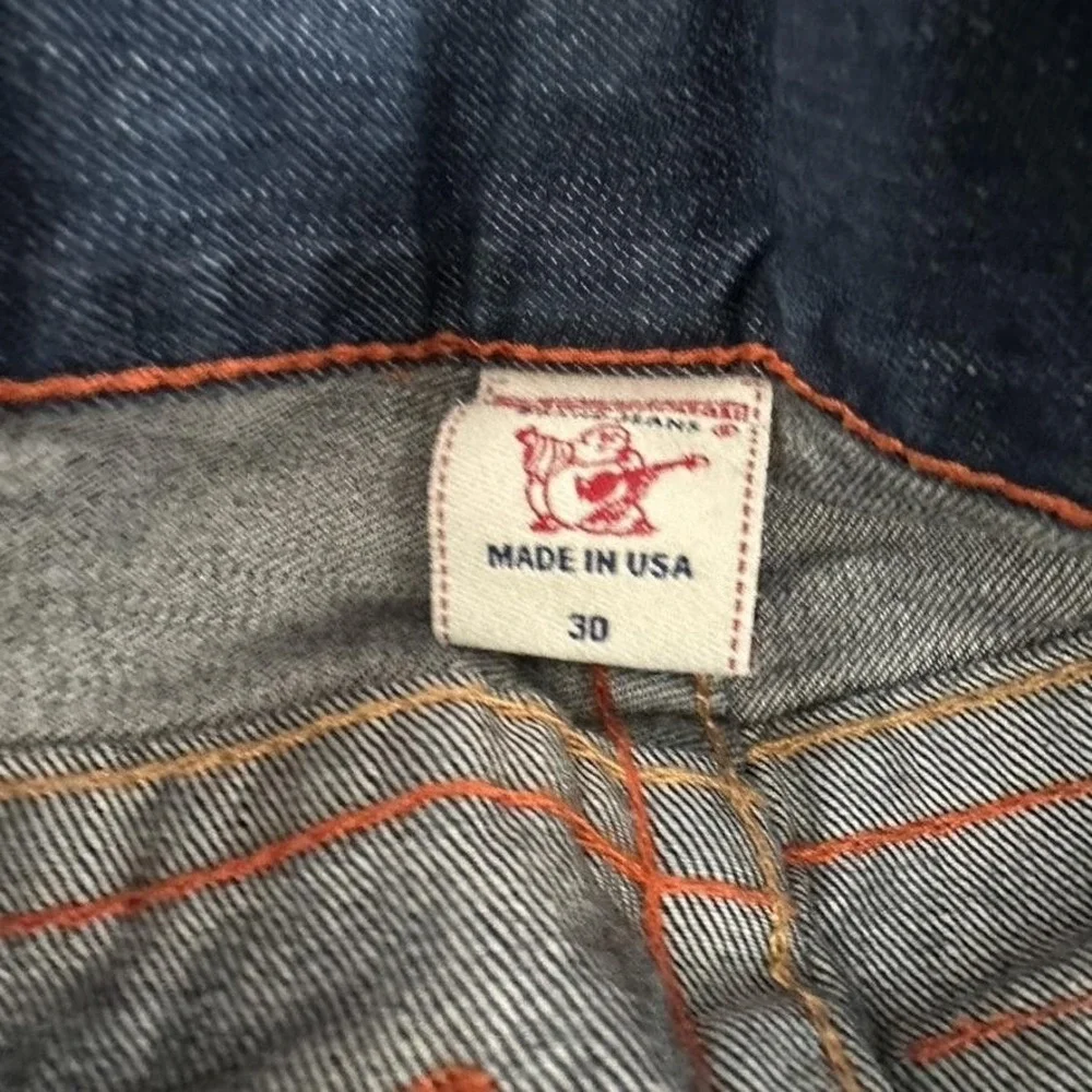 True Religion Mens Straight Leg Dark Wash Blue Denim Jeans Size 30 Made in USA